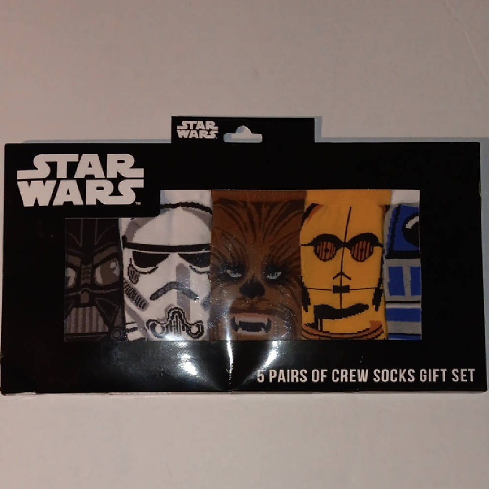 STAR WARS CHARACTER CREW SOCKS SET - BLACK, WHITE, BROWN, YELLOW, BLUE - Picture 1 of 3